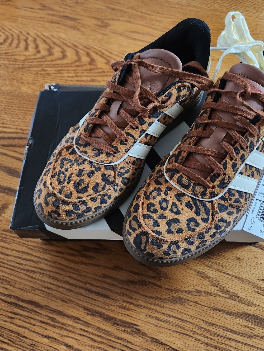 adidas Leopard Print Sneakers in Brown, Black & White